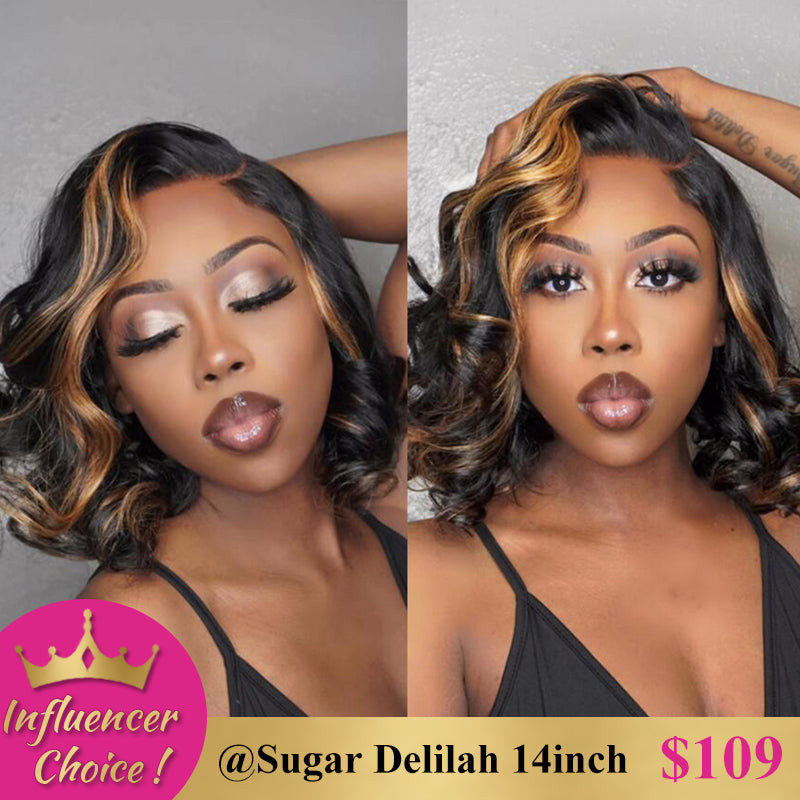 Wesface Side Part P1B/27 Loose Wave Bob Stragiht Pre-Cut Lace Glueless Wig Human Hair Wig For Women 180% Density