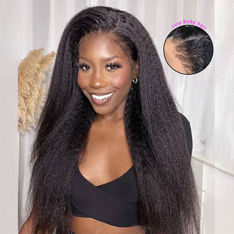 4C Edges Undetectable Kinky Straight Edges HD Lace Wig 100 Human