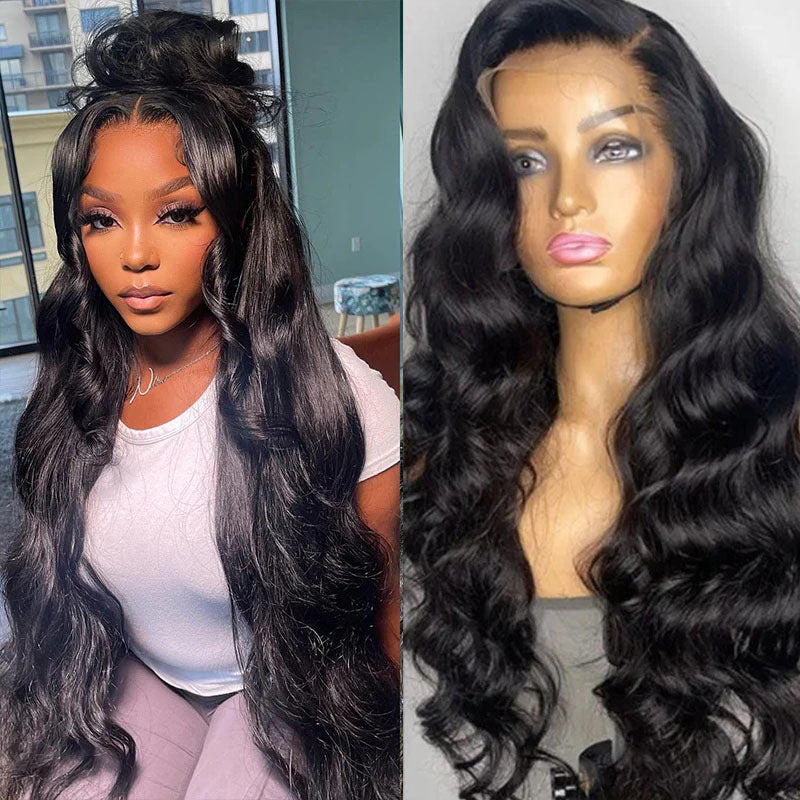 Wesface Body Wave 13x4 Lace Front Wig Peruca de cabelo humano preto natural