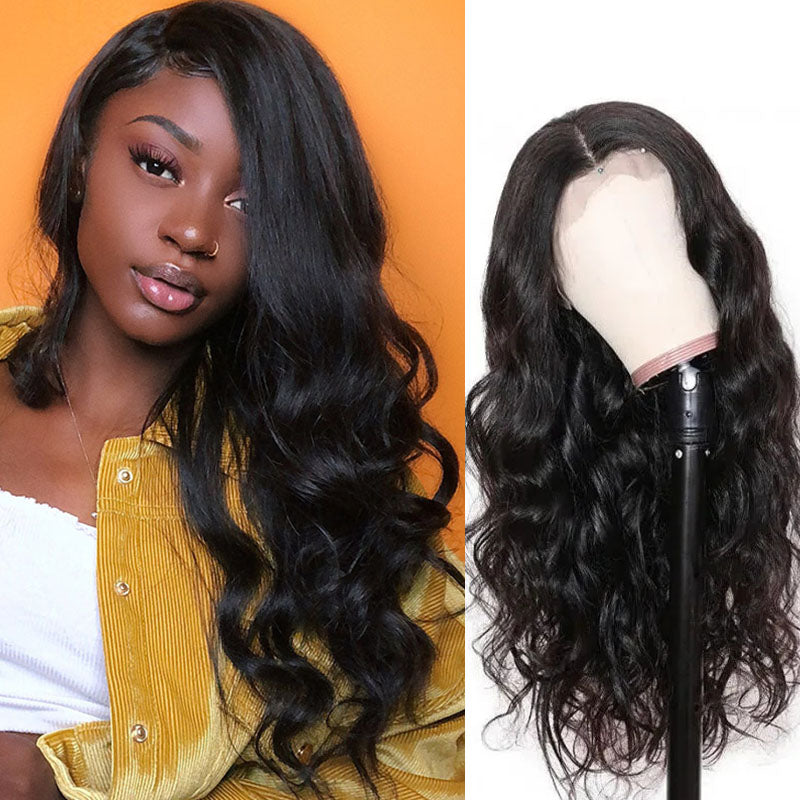 Wesface Body Wave 13x4 Lace Front Wig Peruca de cabelo humano preto natural