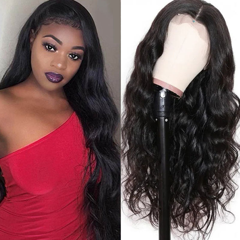 Wesface Body Wave 13x6 Lace Front Wig Peruca de cabelo humano preto natural