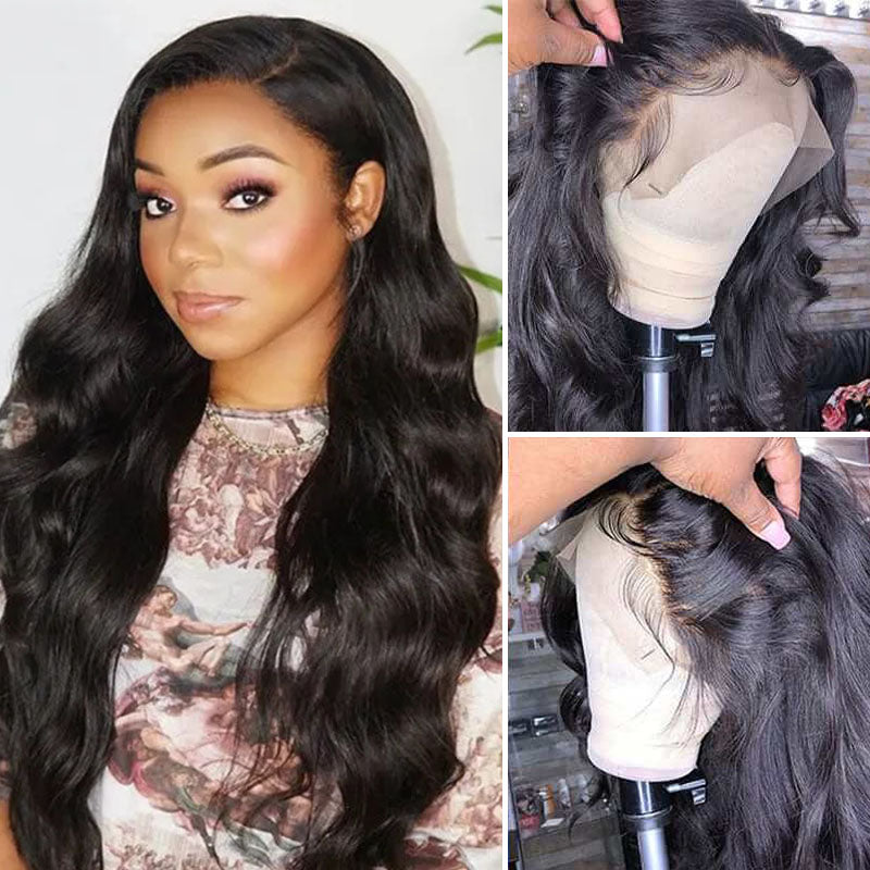 Wesface Body Wave 13x6 Lace Front Wig Natural Black Human Hair Wig