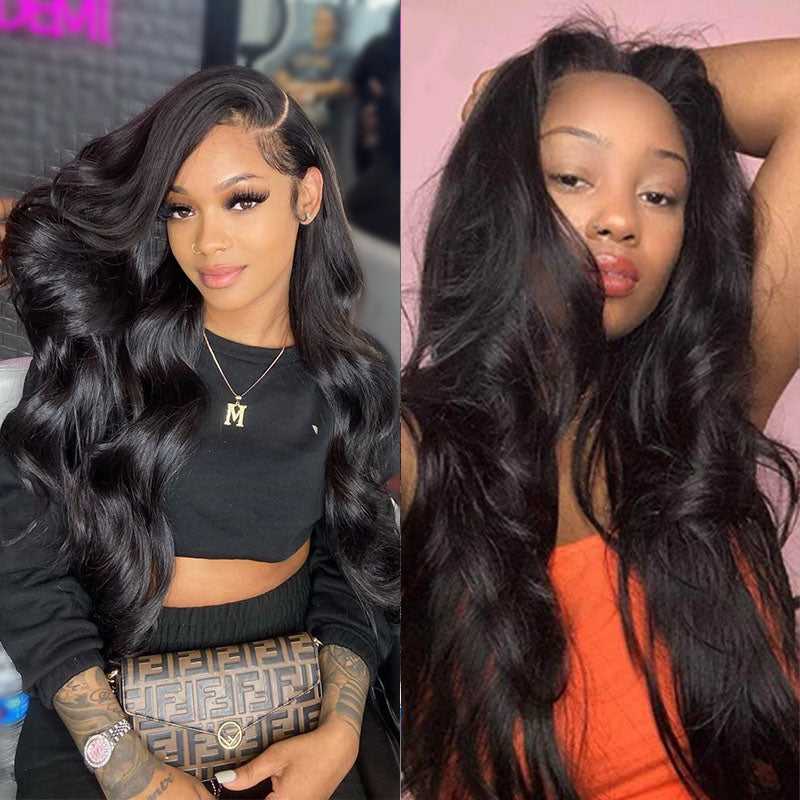 Wesface Body Wave 13x6 Lace Front Wig Natural Black Human Hair Wig