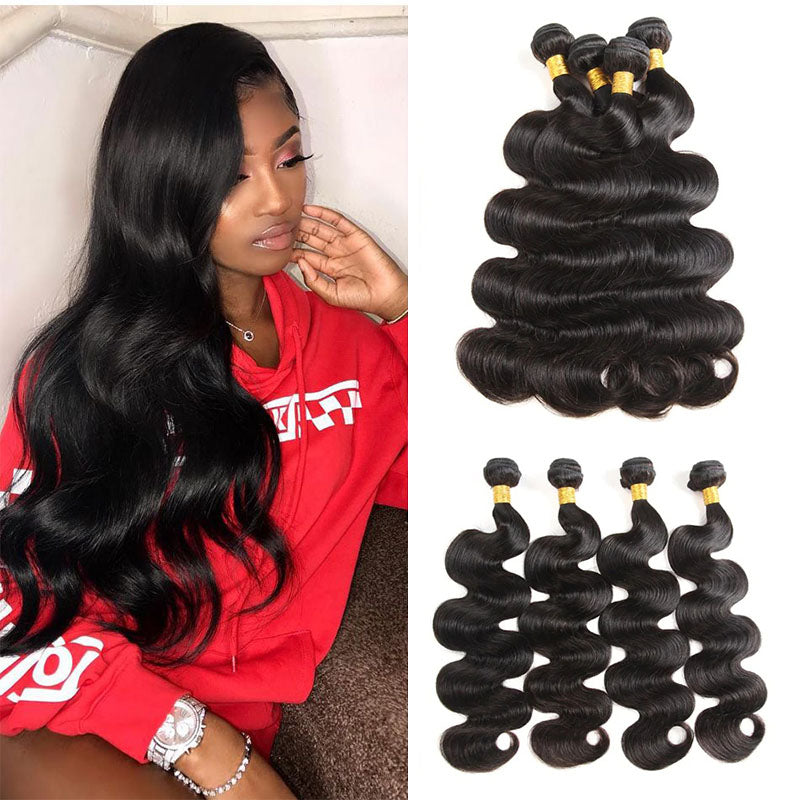 Wesface Body Wave Brazilian Hair Weave Extensions 4 Pcs Remy Human Hair Wefts