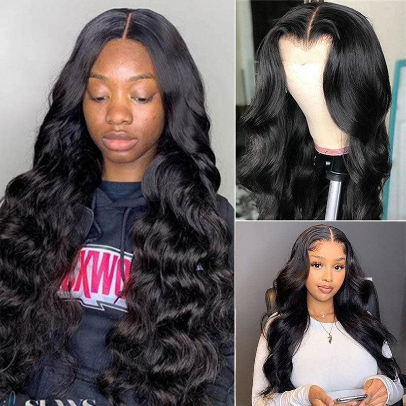 Wesface Body Wave 5x5 Lace Closure Wig Natural Black Human Hair Wig
