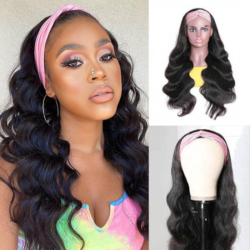 Wesface Body Wave Headband Wig Natural Black Human Hair Wig