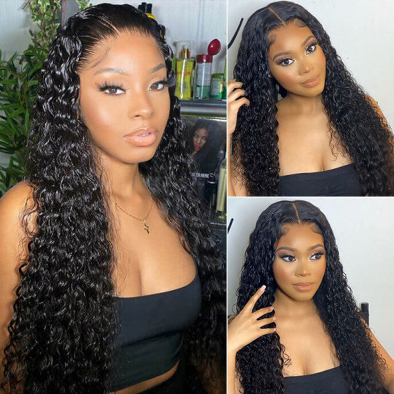 Wesface Curly 13x6 Lace Front Wig Natural Black Human Hair Wig