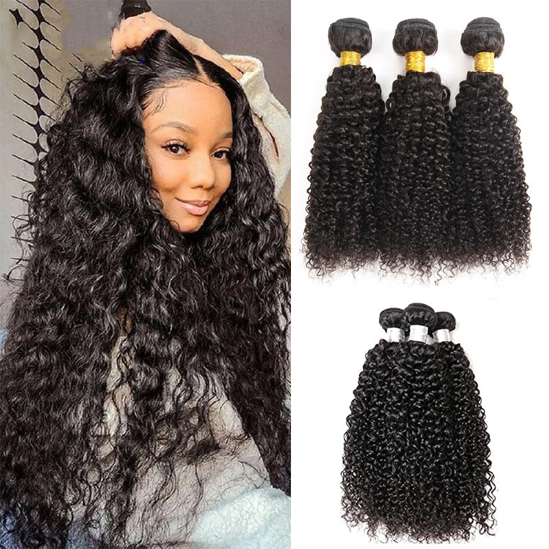 Wesface Curly 3 Pcs Bundles Natural Black Human Virgin Hair