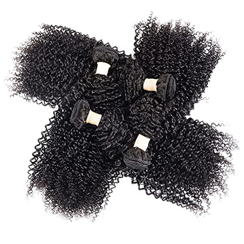 Wesface Curly 4 Pcs Bundles Hair Weft Natural Color Human Virgin Hair