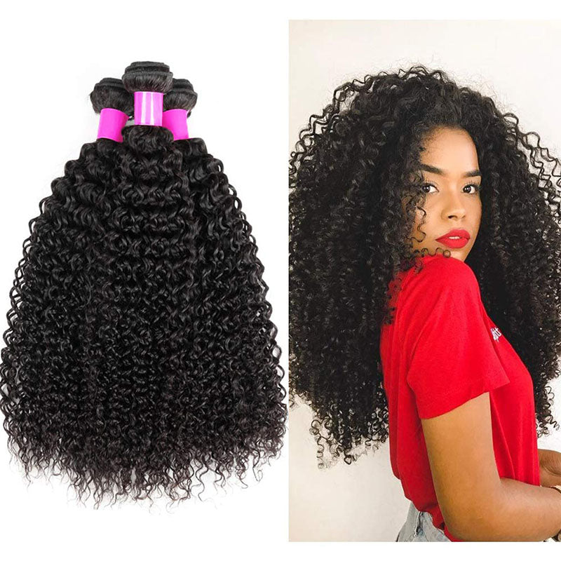 Wesface Curly 4 Pcs Bundles Hair Weft Natural Color Human Virgin Hair