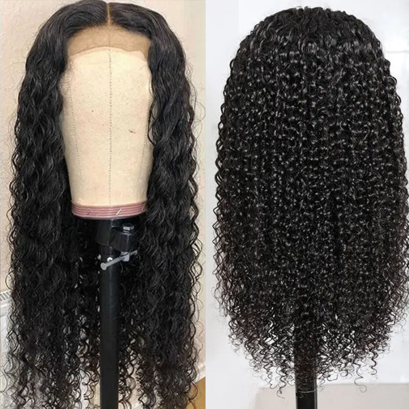 Wesface Curly 4x4 Lace Closure Wig Natural Black Human Hair Wig