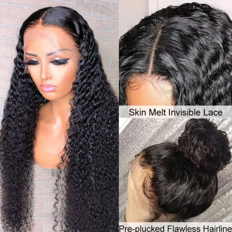 Wesface Curly 5x5 Lace Closure Wig Natural Black Human Hair Wig