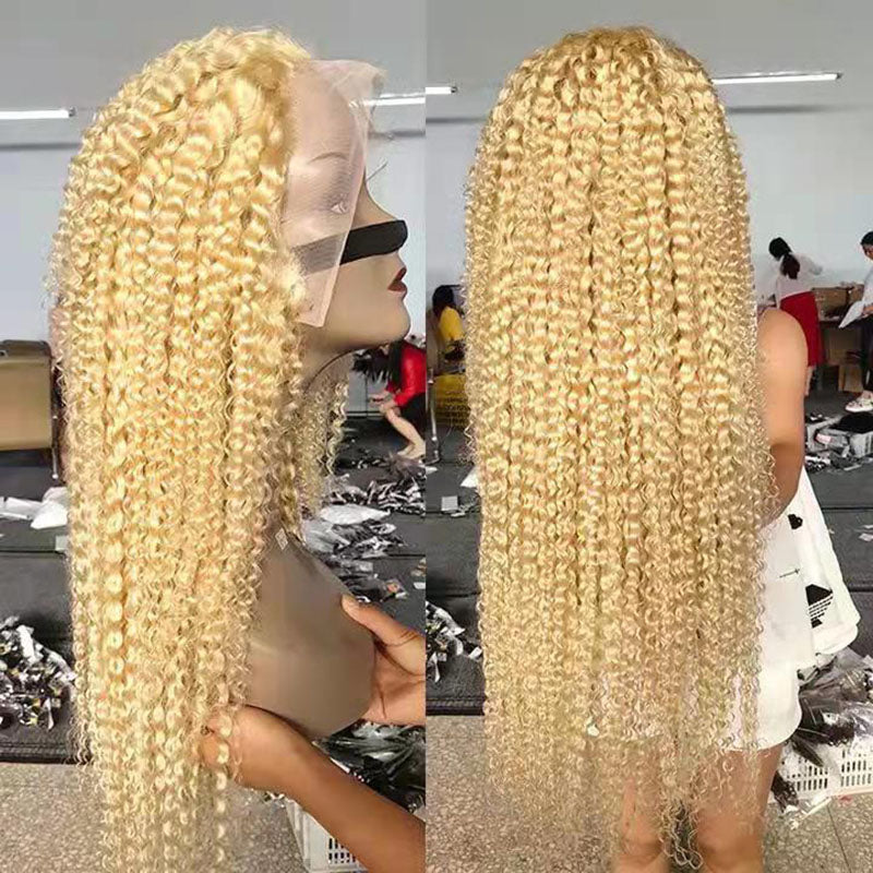 Wesface Curly 613 Blonde Color 13x6 Lace Front Wig Human Hair Wig