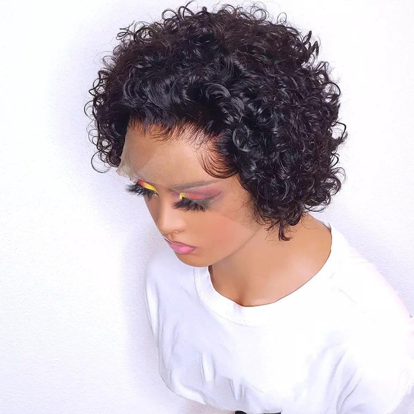 Wesface Hair Curly 8 Inch Lace Front Bob Stylish Human Hair Wig