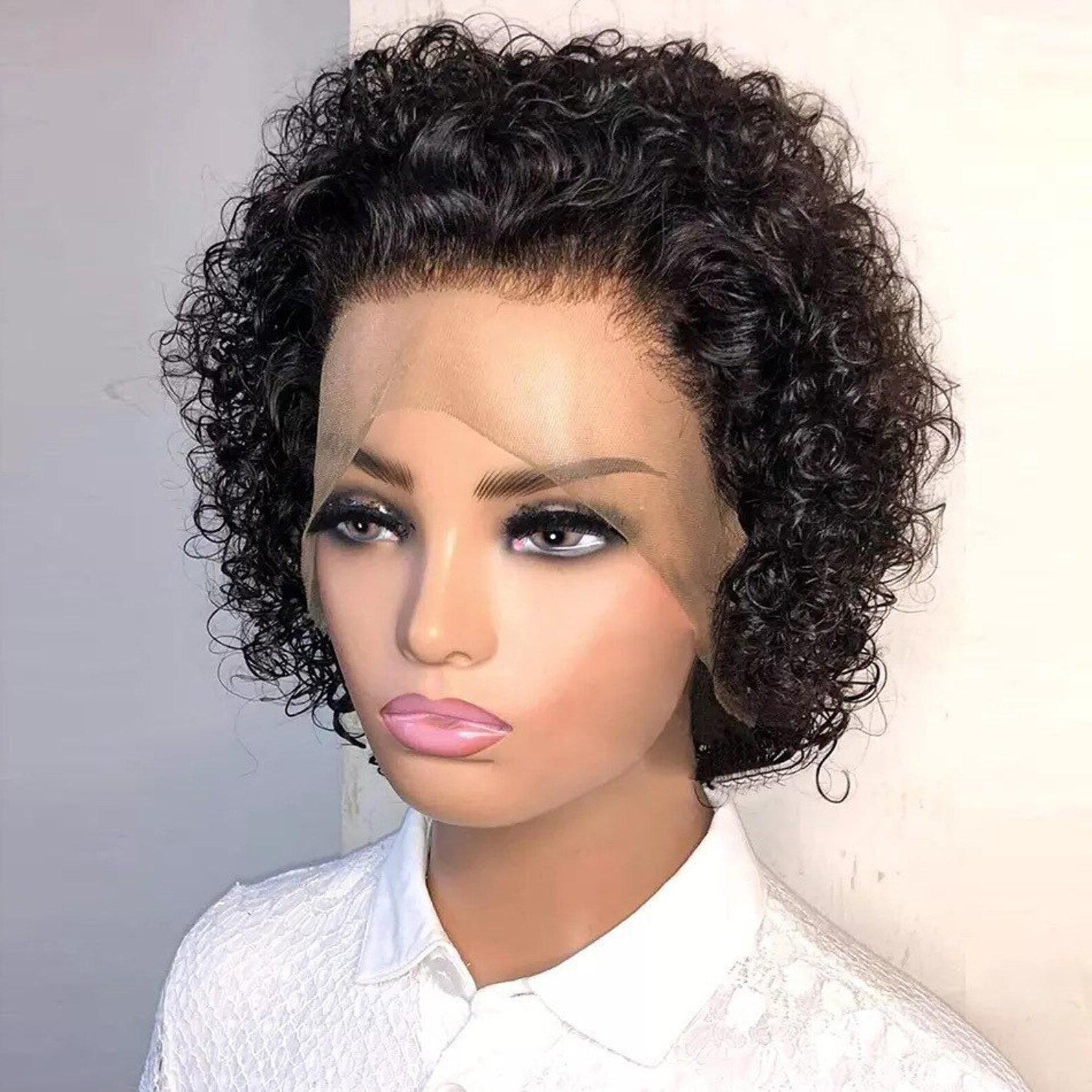 Wesface Hair Curly 8 Inch Lace Front Bob Stylish Human Hair Wig