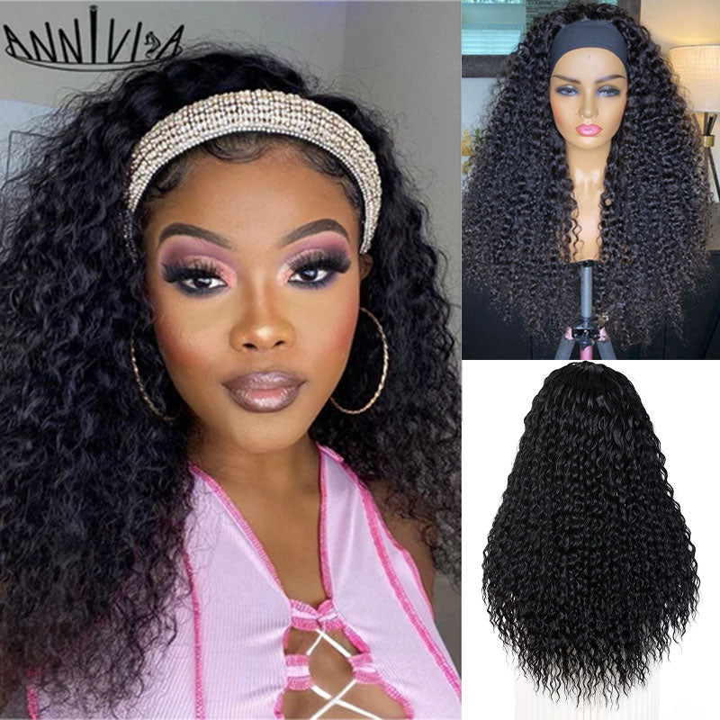 Wesface Curly Headband Wig 14-30 Inch Human Hair Wig 180% Density