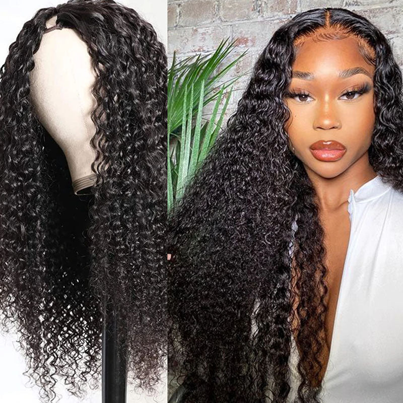 Wesface Curly U Part Wig Human Hair Wig 180% Density