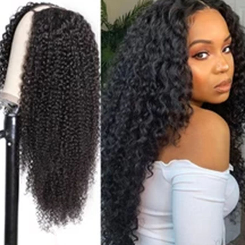Wesface Curly U Part Wig Human Hair Wig 180% Density