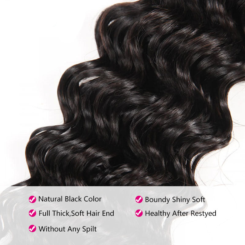 Wesface Deep Wave 1 Bundle 100% Unprocessed Brazilian Virgin Hair