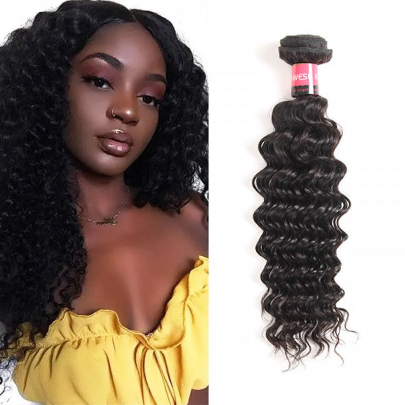 Wesface Deep Wave 1 Bundle 100% Unprocessed Brazilian Virgin Hair