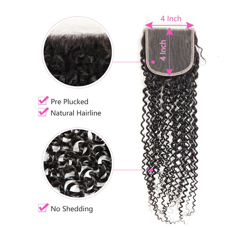 Wesface Deep Wave 1 Pcs Lace Closure Natural Black Human Hair