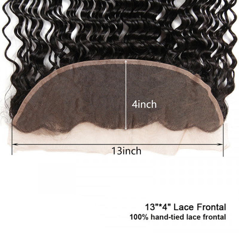 Wesface Deep Wave 1 Pcs Lace Frontal Natural Black Human Virgin Hair