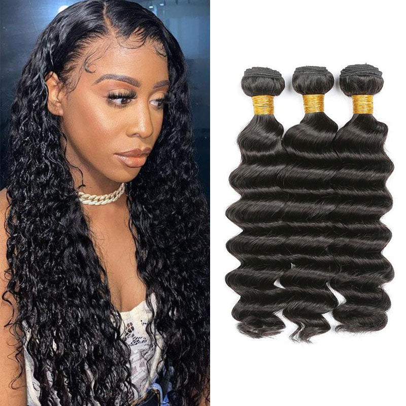 Wesface Deep Wave 3 Bundles Unprocessed Virgin Human Hair Weave