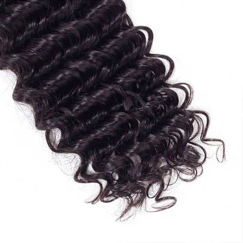 Wesface Deep Wave 4 Bundles Hair Weft With 4x4 Lace Closure Human Hair