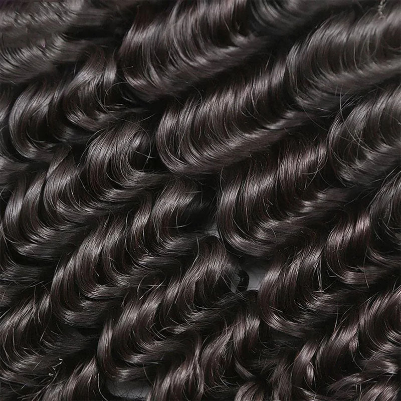 Wesface Deep Wave 4 Bundles Natural Black Unprocessed Virgin Human Hair