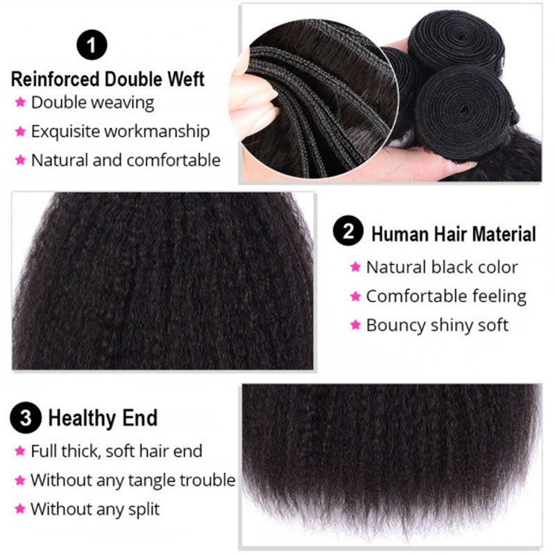 Wesface Kinky Straight 1 Pcs Bundle Natural Black Human Hair