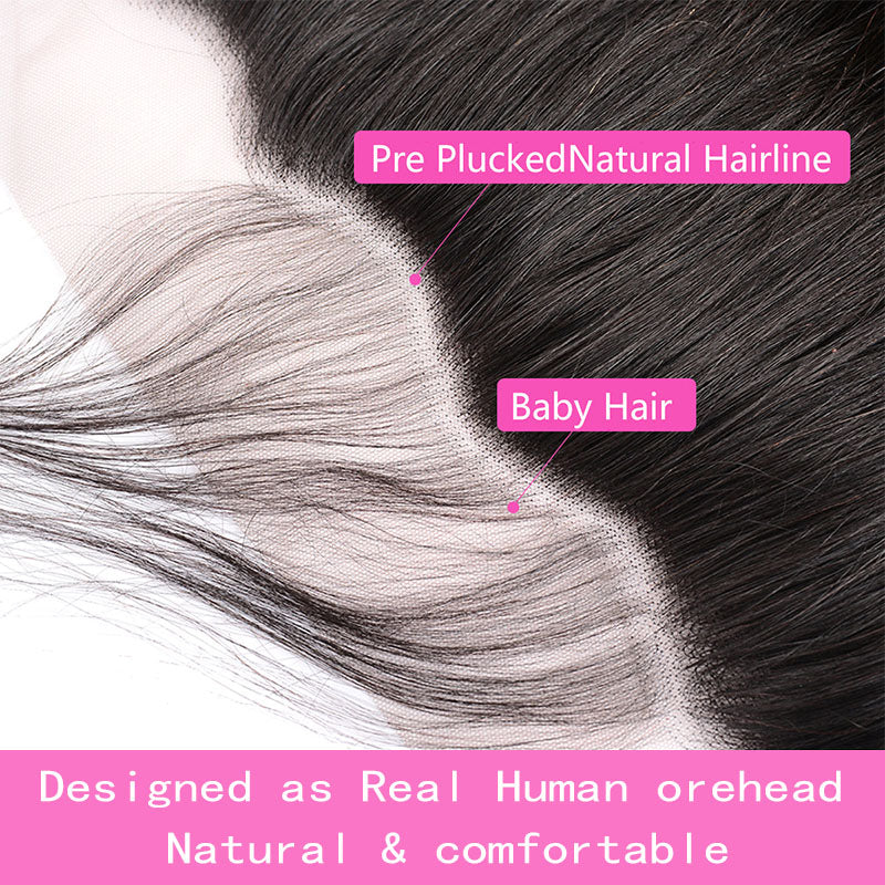 Wesface Kinky Straight 1 Pcs 13x4 Lace Frontal Natural Black Human Hair