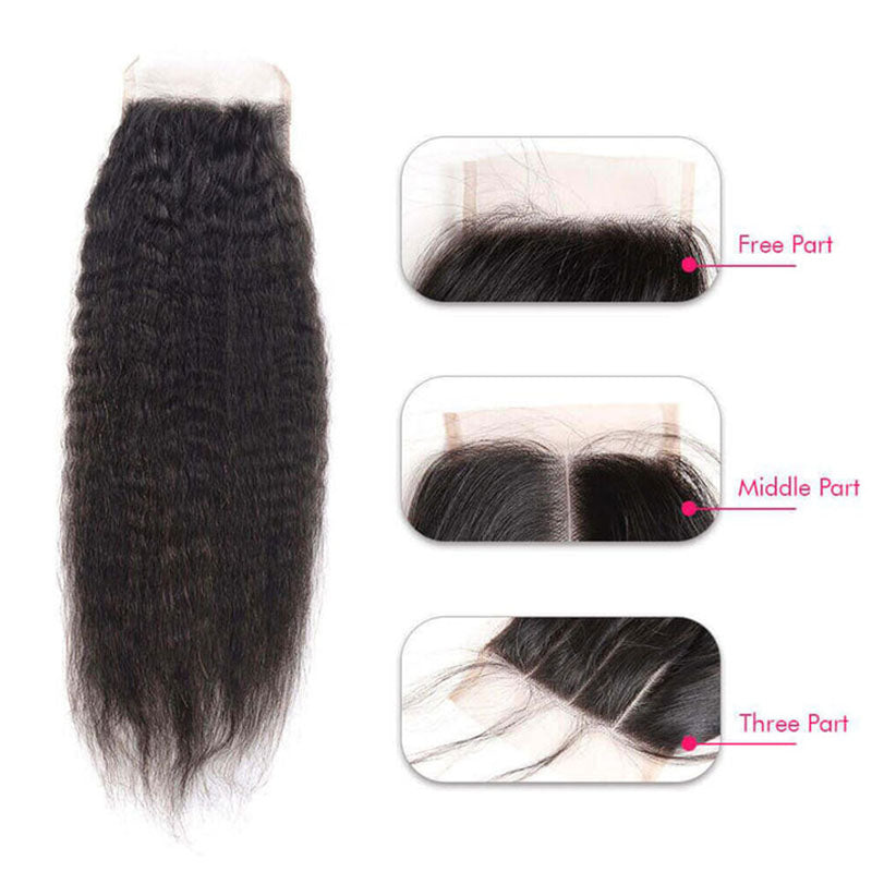 Wesface Kinky Straight 1 Pcs 13x4 Lace Frontal Natural Preto Cabelo Humano