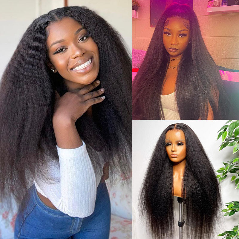 Real Swiss 13x4 HD Lace Front Kinky Straight Wig - Wesface Wigs