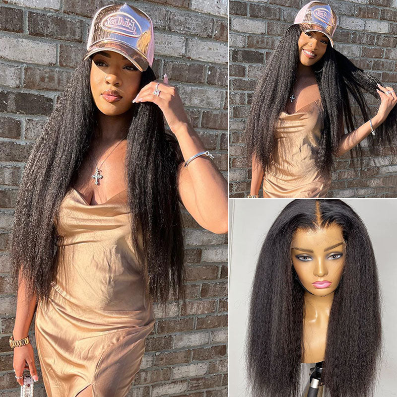 Real Swiss 13x4 HD Lace Front Kinky Straight Wig - Wesface Wigs