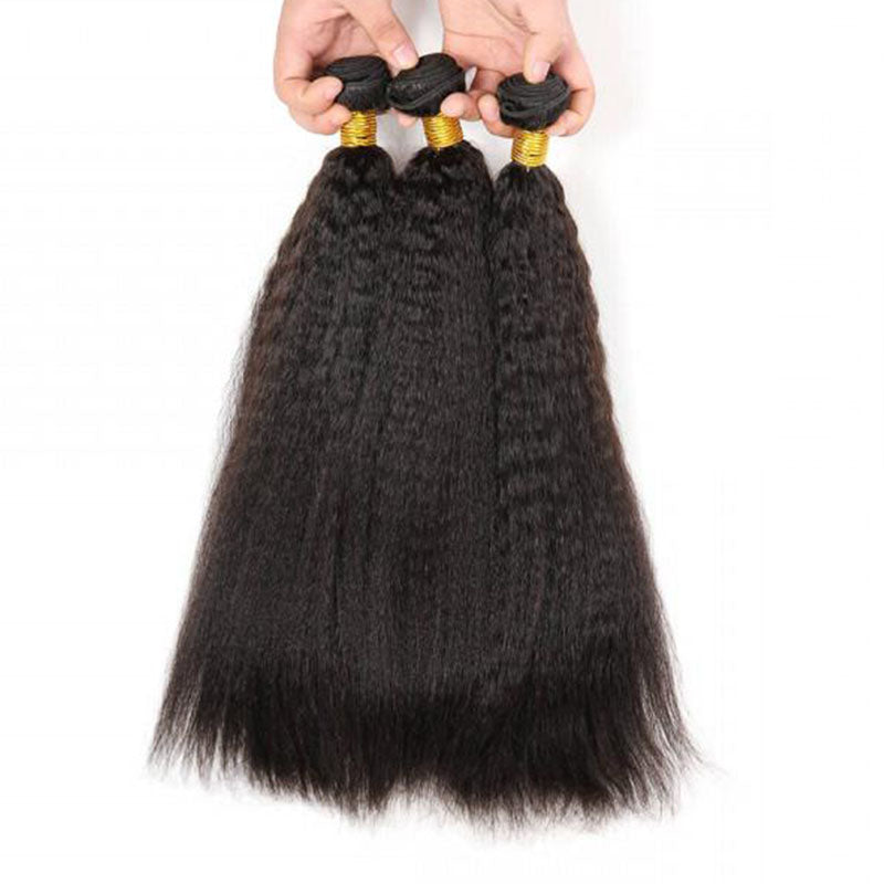 Wesface Kinky Straight 14-30 Inch 3 Pcs Bundles Natural Black Human Hair