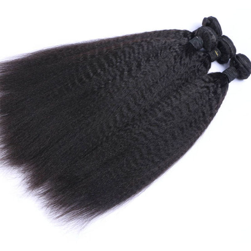 Paquetes de 4 mechones de cabello humano negro natural liso y rizado de Wesface