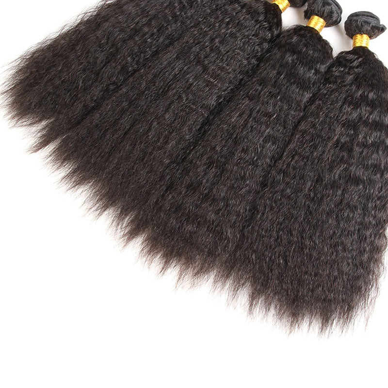 Wesface Kinky Straight 4 Pcs Bundles Natural Black Human Hair
