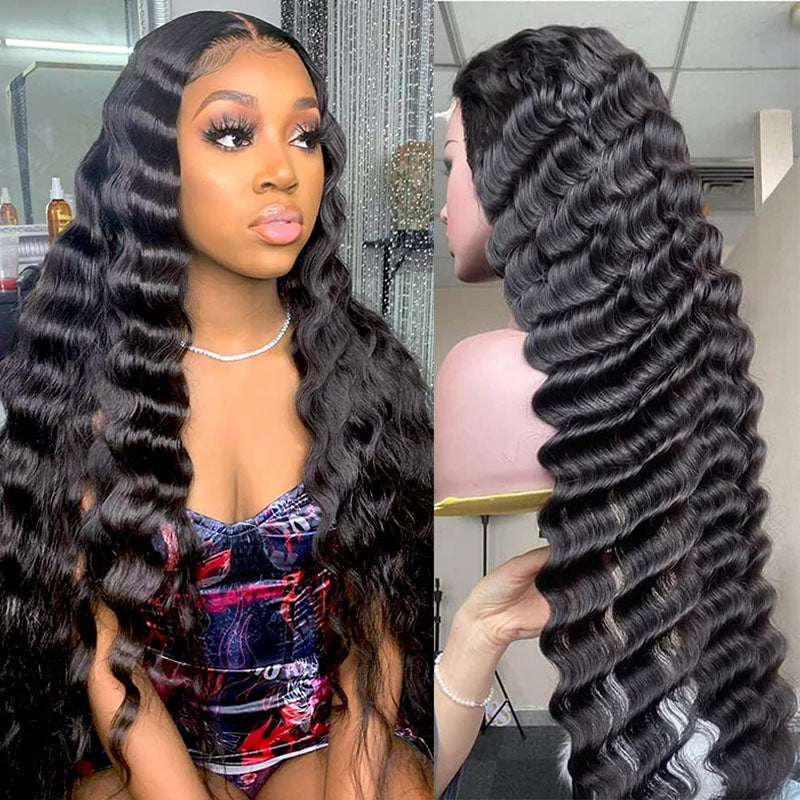 Wesface Loose Deep Wave 1 Pcs 13x4 Lace Frontal Natural Black Human Virgin Hair