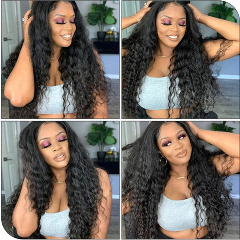Wesface Loose Deep Wave 360 Lace Frontal Wig Natural Black Human Virgin Hair Wig