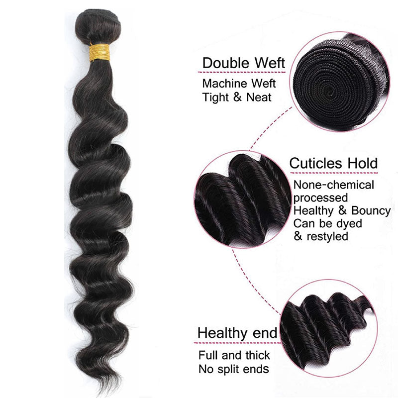 Wesface Loose Deep Wave 4 Pcs Bundles Hair Weft Natural Black Human Virgin Hair