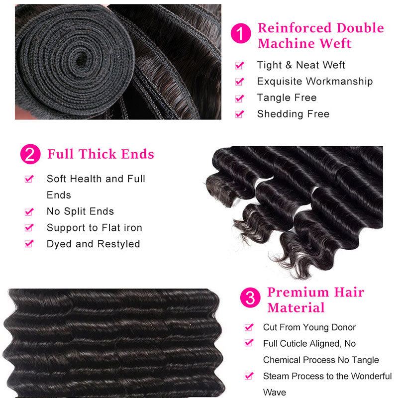 Wesface Loose Deep Wave 4 Pcs Bundles Hair Weft Natural Black Human Virgin Hair