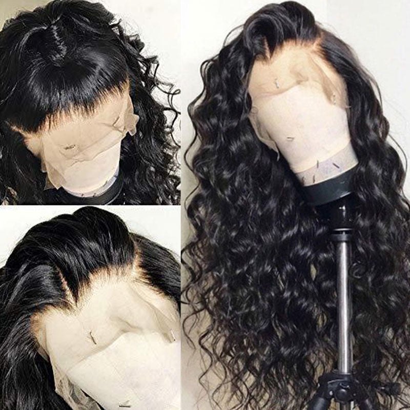 Wesface Hair Loose Deep Wave Full Lace Wig Natural Black Human Hair Wig