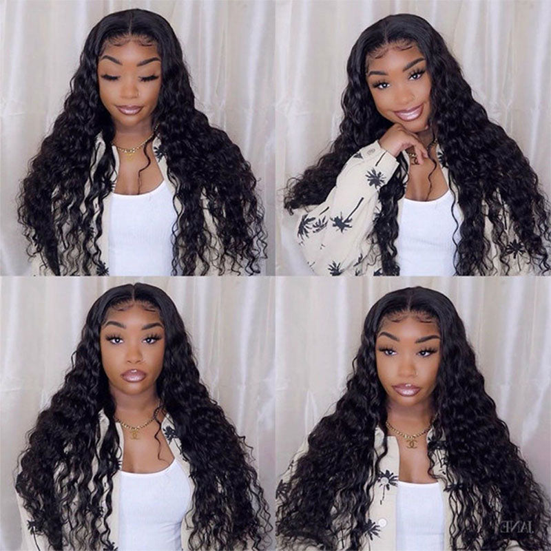 Wesface Loose Deep Wave U Part Wig Natural Black Human Virgin Hair For Women 180% Density