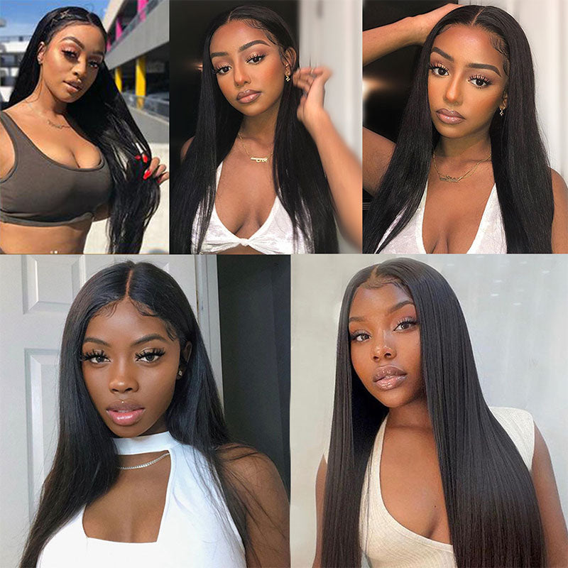 Wesface Straight 4 Pcs Bundles Hair Weft With 13x4 Lace Frontal Human Hair