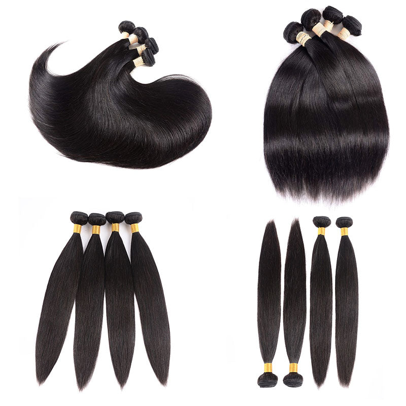 Wesface Straight 4 Pcs Bundles Natural Color Human Hair