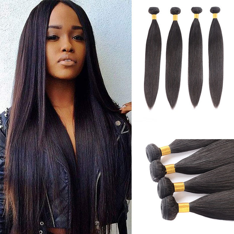 Wesface Straight 4 Pcs Bundles Natural Color Human Hair
