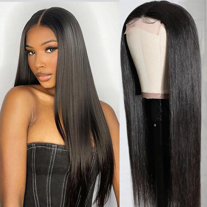 Wesface Straight 4x4 Lace Closure Wig Natural Black Human Hair Wig