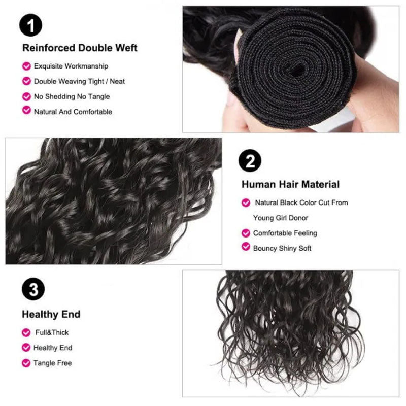 Wesface Water Wave 1 Bundle Hair Weft Natural Black Human Hair