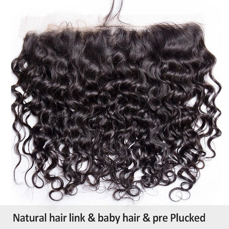 Wesface Water Wave 1 Pcs Lace Frontal Natural Black Human Hair