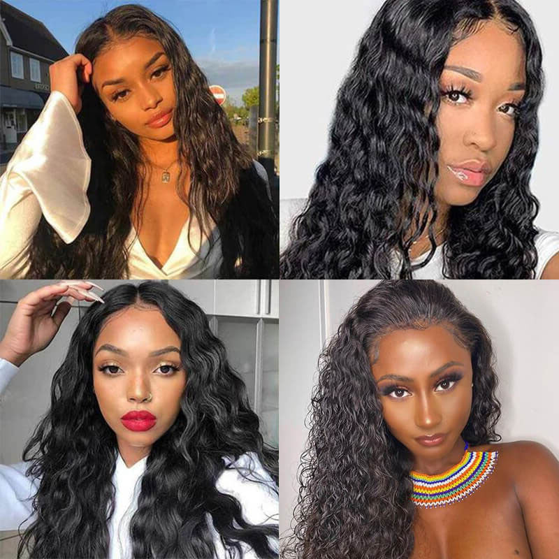 Wesface Water Wave 1 Pcs  Lace Frontal Natural Black Human Hair